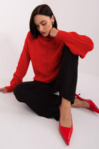 Maglione da donna morbido con motivo plaid trecce - 187742
