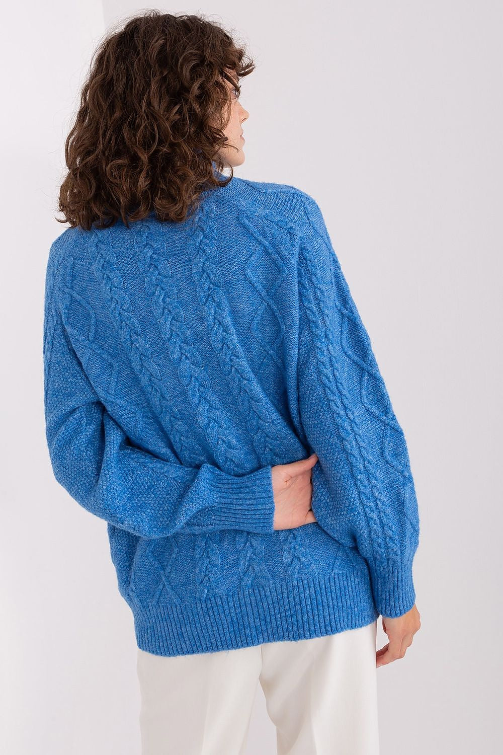Maglione da donna morbido con motivo plaid trecce - 187742