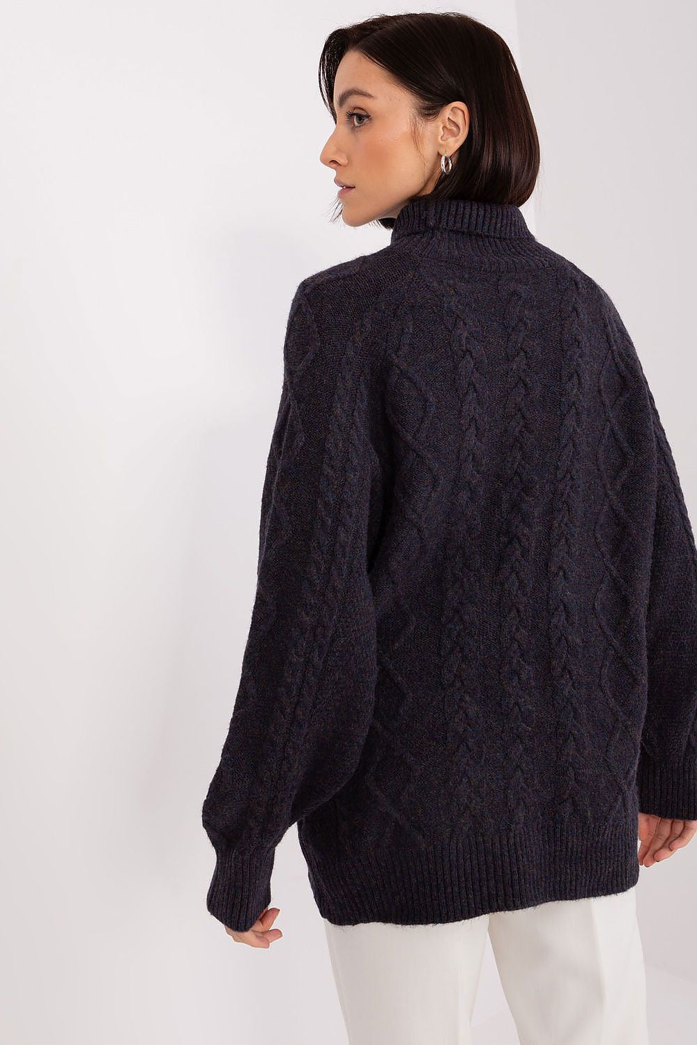 Maglione da donna morbido con motivo plaid trecce - 187742