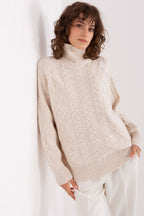 Beige 2 / Universale Maglione da donna morbido con motivo