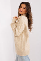 Maglione da donna morbido con motivo plaid trecce - 187742