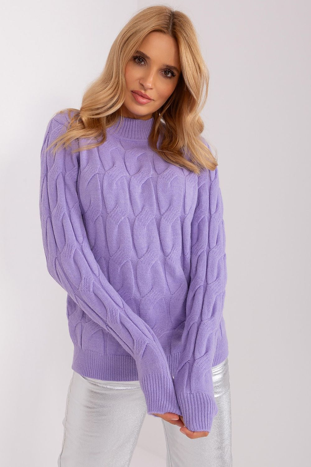 Viola / Universale Maglione da donna con motivo a trecce