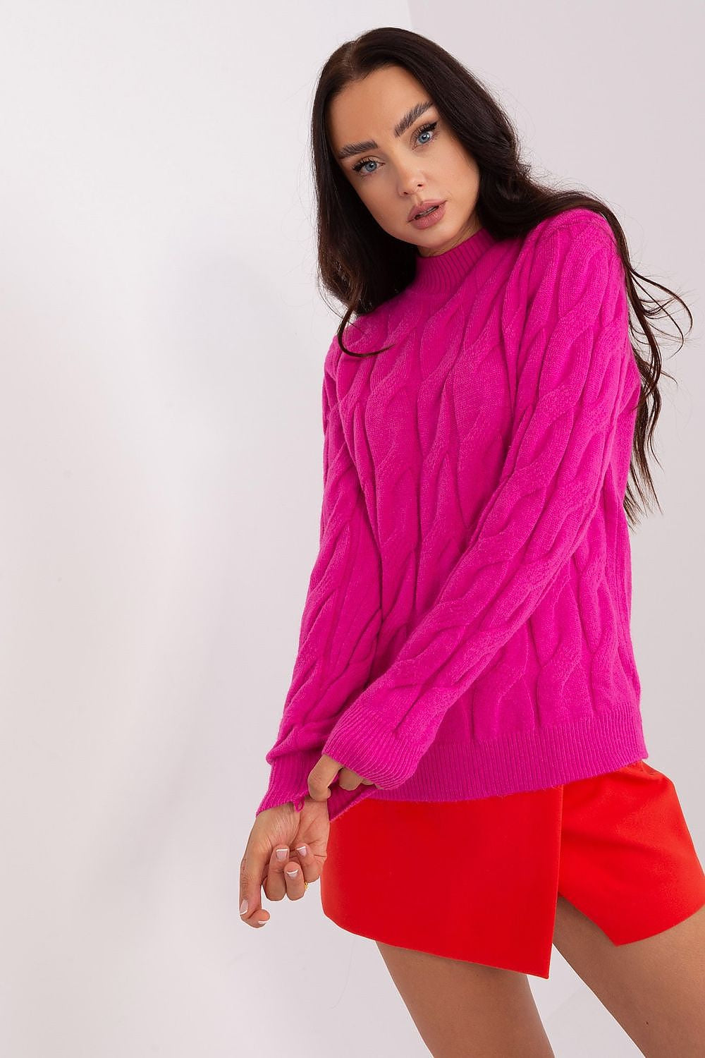 Rosa / Universale Maglione da donna con motivo a trecce