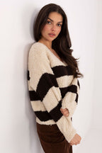 Marrone / Universale Maglione da donna a righe - 219225