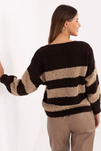 Marrone / Universale Maglione da donna a righe - 219225