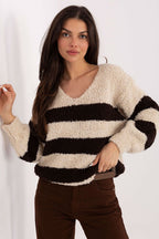 Marrone / Universale Maglione da donna a righe - 219225