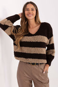 Marrone / Universale Maglione da donna a righe - 219225