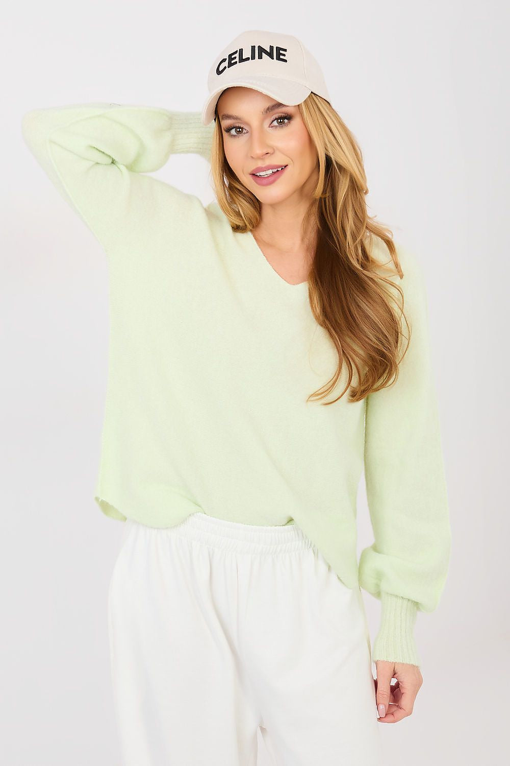 Verde / universale Maglione da donna con scollo a V - 223896