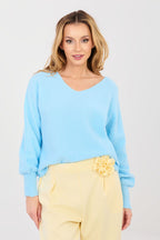 Azzurro / universale Maglione da donna con scollo a V