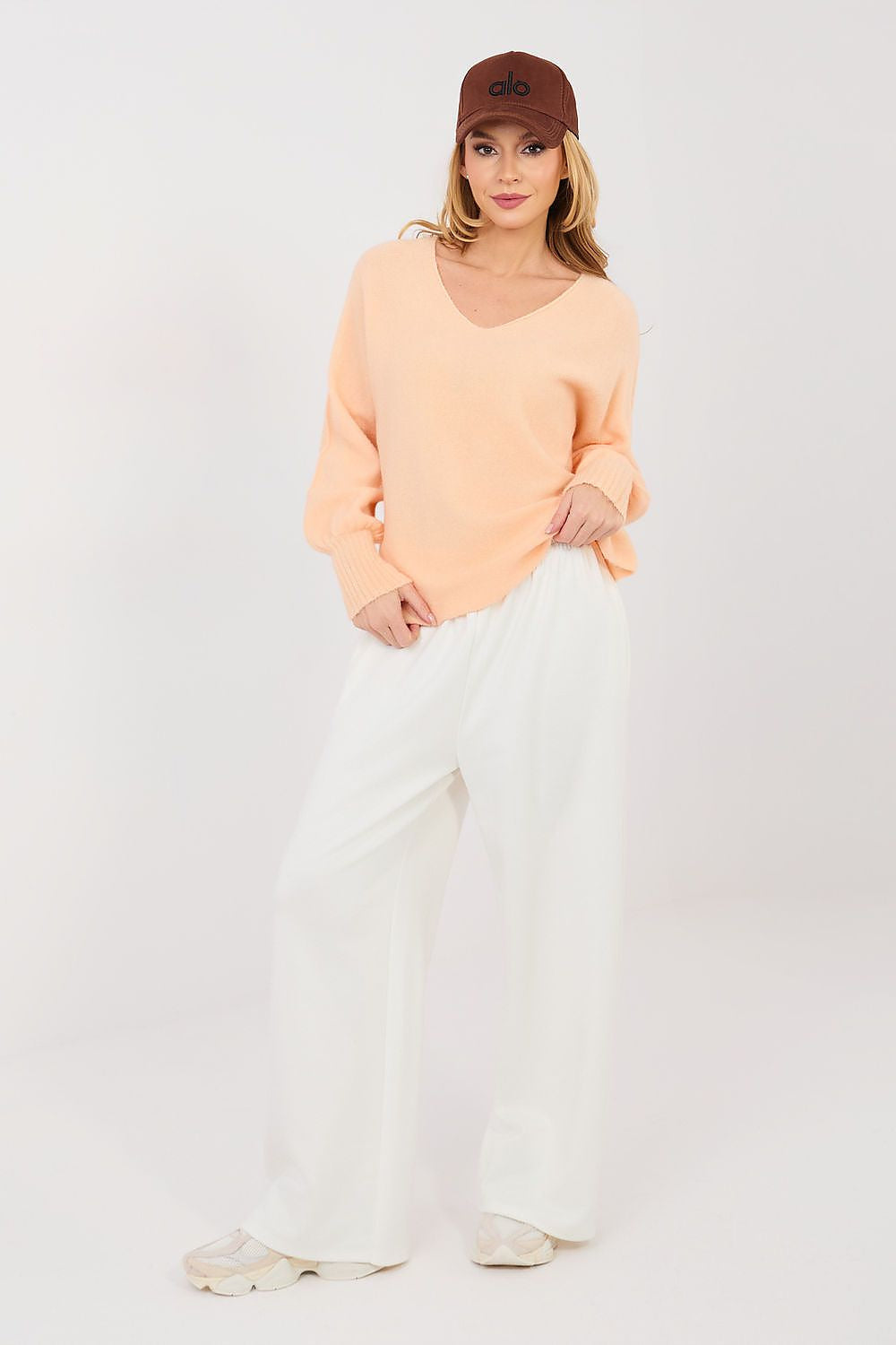 Arancione / universale Maglione da donna con scollo a V