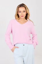 Rosa / universale Maglione da donna con scollo a V - 223896