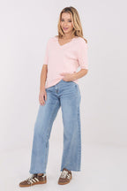 Maglione da donna in viscosa elasticizzata con collo a V