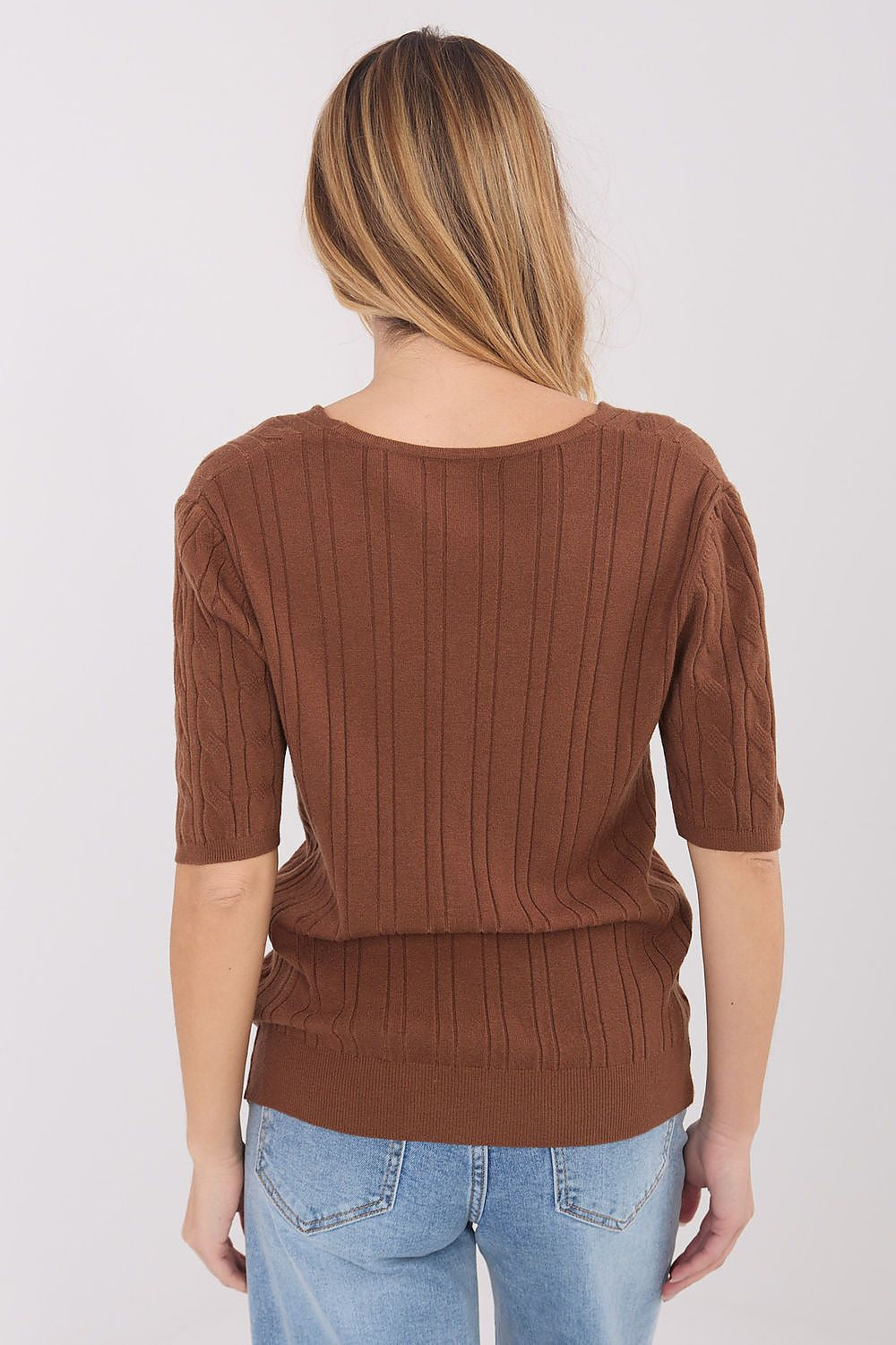 Maglione da donna in viscosa elasticizzata con collo a V