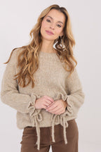 Beige / Universale Maglione da donna con viscosa e lana