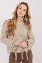 Beige / Universale Maglione da donna con viscosa e lana