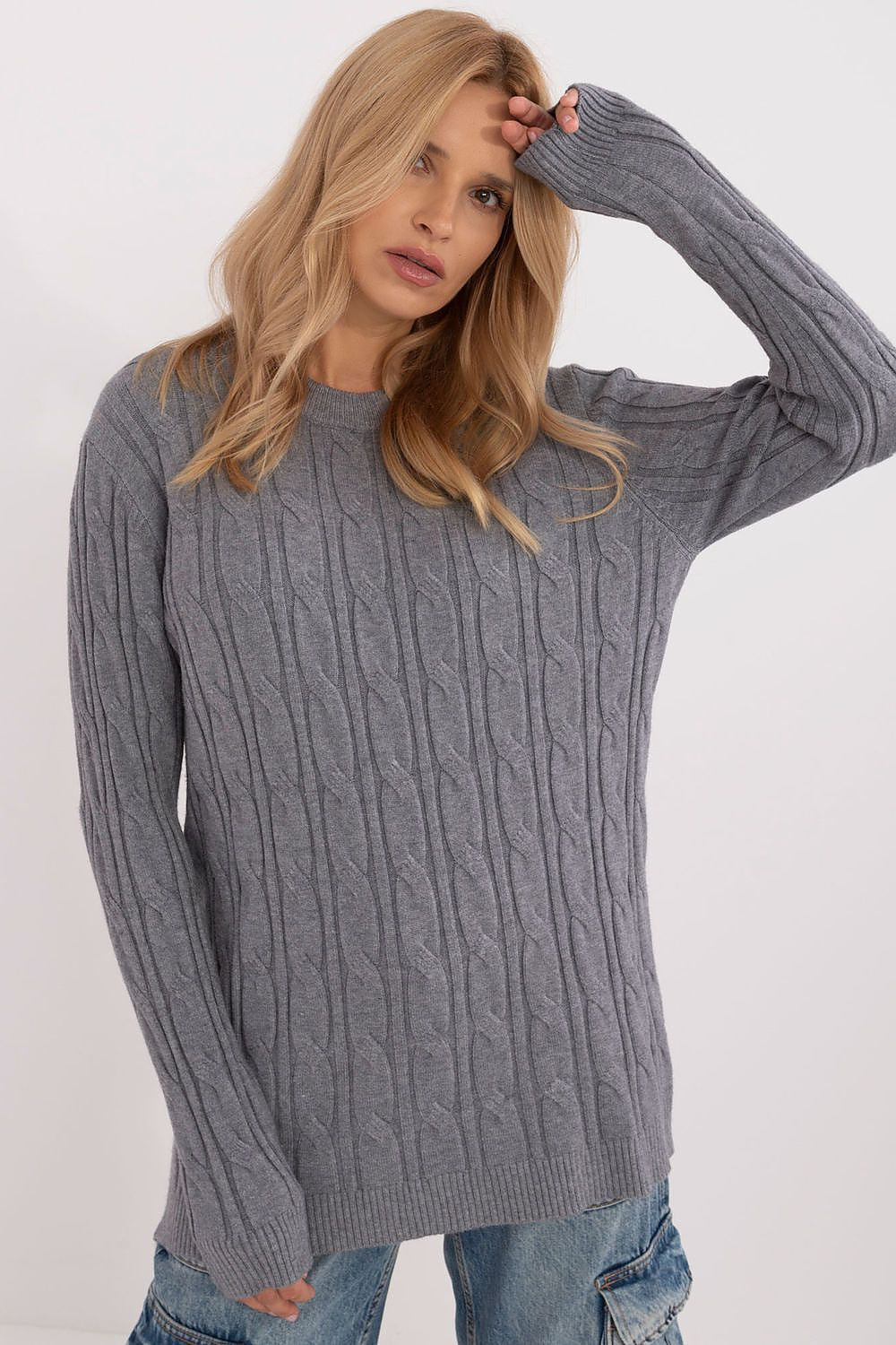 Grigio / Universale Maglione girocollo in calda viscosa