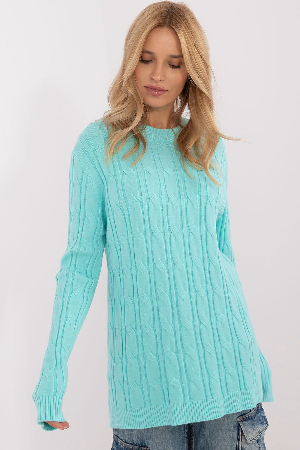 Verde / Universale Maglione girocollo in calda viscosa