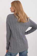 Maglione girocollo in calda viscosa con motivo a trecce