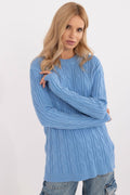Maglione girocollo in calda viscosa con motivo a trecce