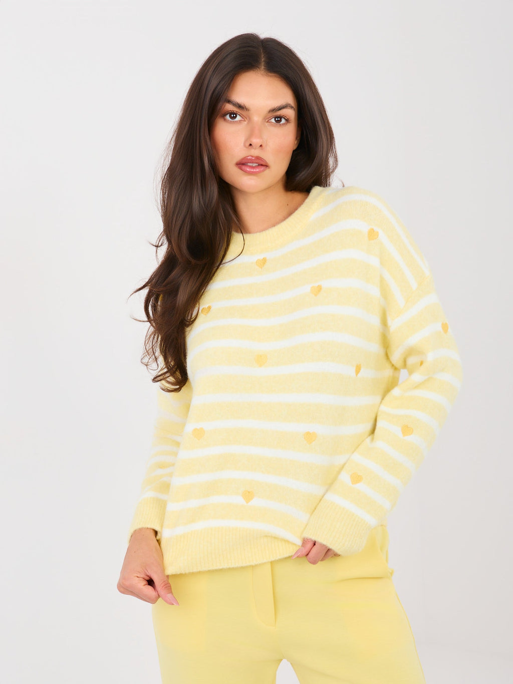 Maglione girocollo con viscosa e lana - CUORICINI - 202175