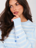 Maglione girocollo con viscosa e lana - CUORICINI - 202175