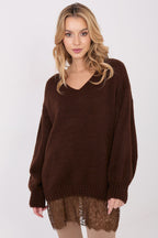 Marrone / Universale Maglione lungo con pizzo - 221859