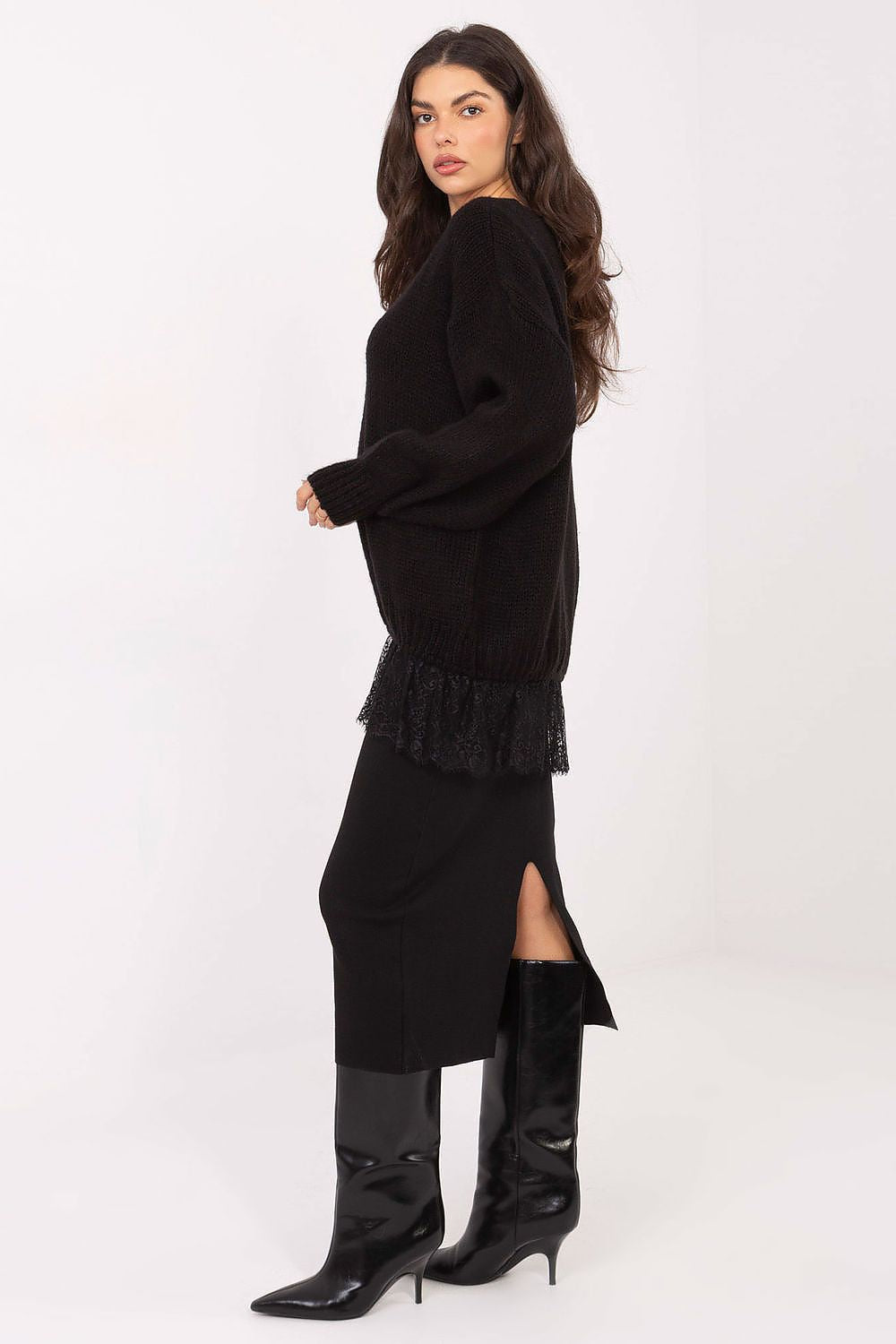 Maglione lungo con pizzo - 221859