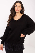 Nero / Universale Maglione lungo con pizzo - 221859
