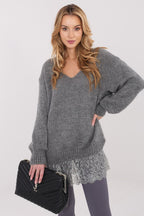 Maglione lungo con pizzo - 221859