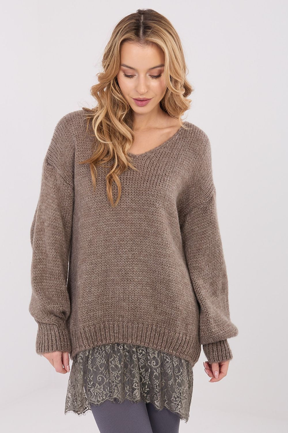Maglione lungo con pizzo - 221859