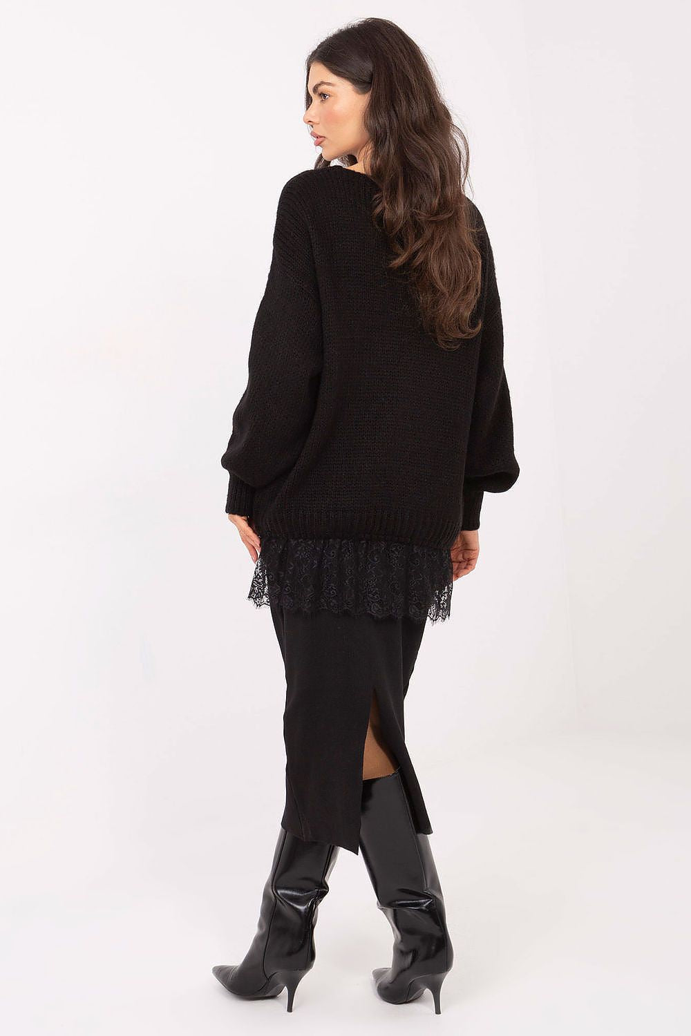Maglione lungo con pizzo - 221859