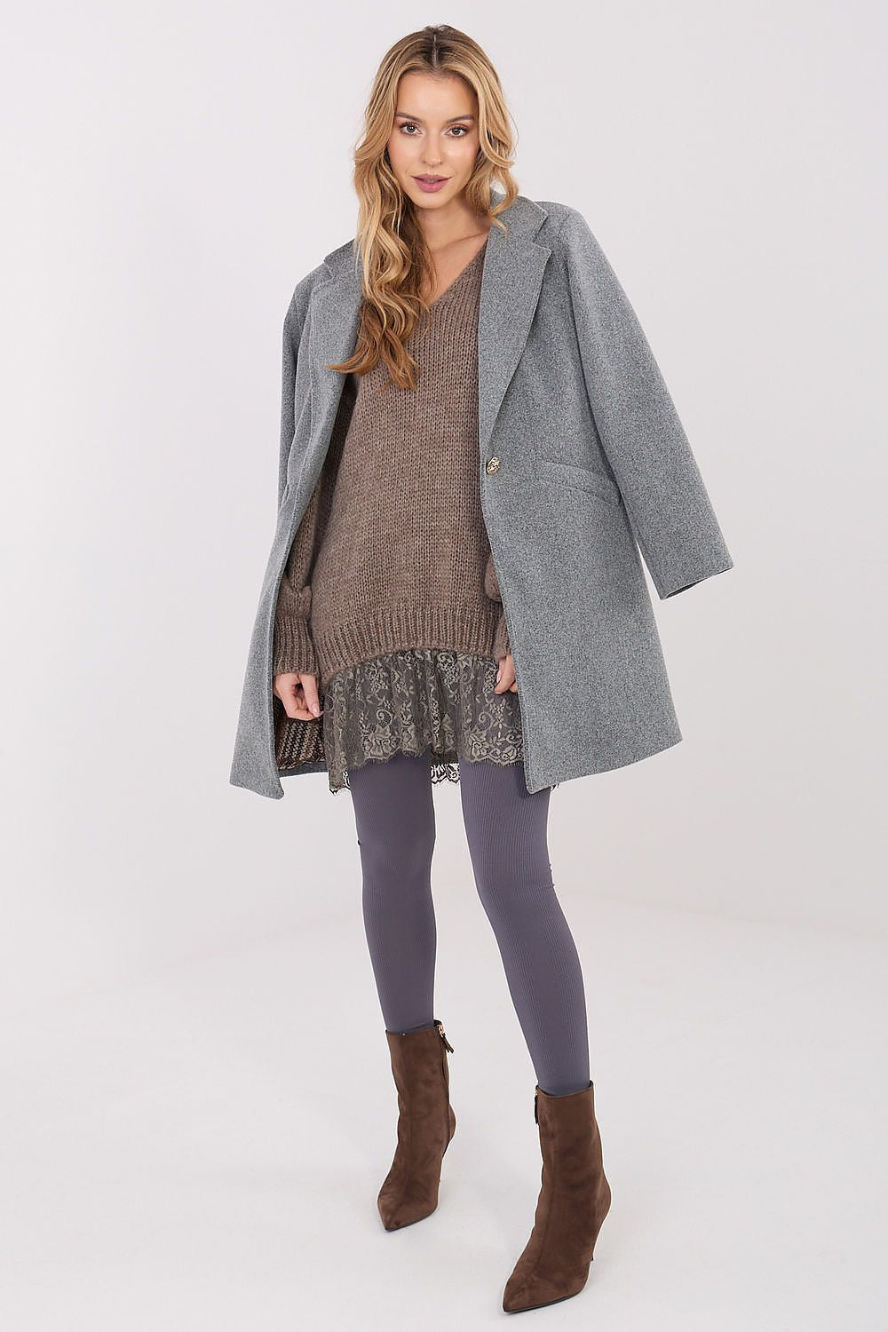 Maglione lungo con pizzo - 221859