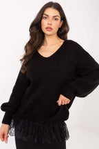 Nero / Universale Maglione lungo con pizzo - 221859