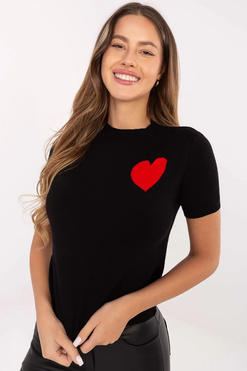 Maglione a manica corta con cuore - 219972