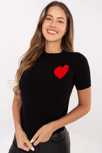 Maglione a manica corta con cuore - 219972