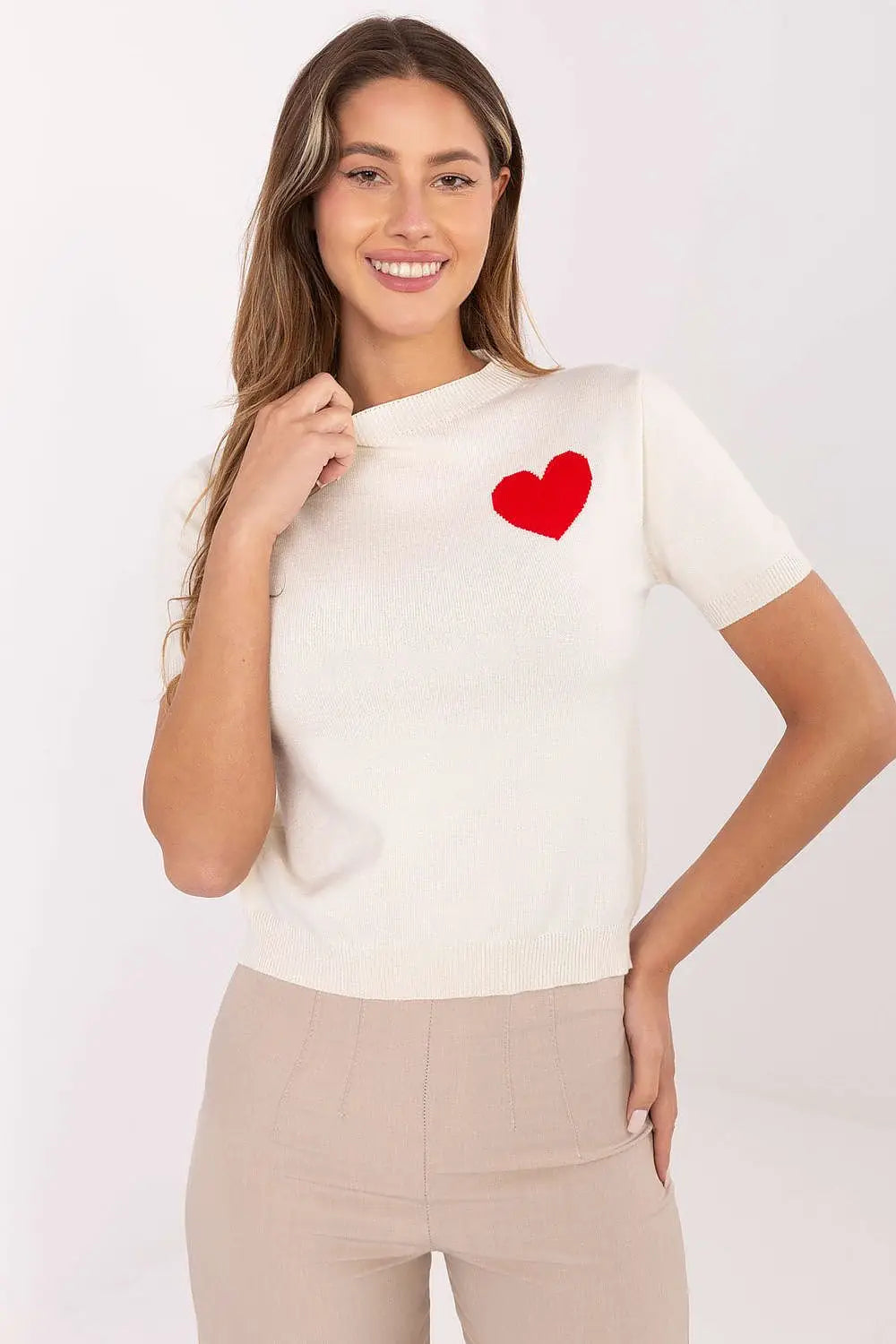 Maglione a manica corta con cuore - 219972