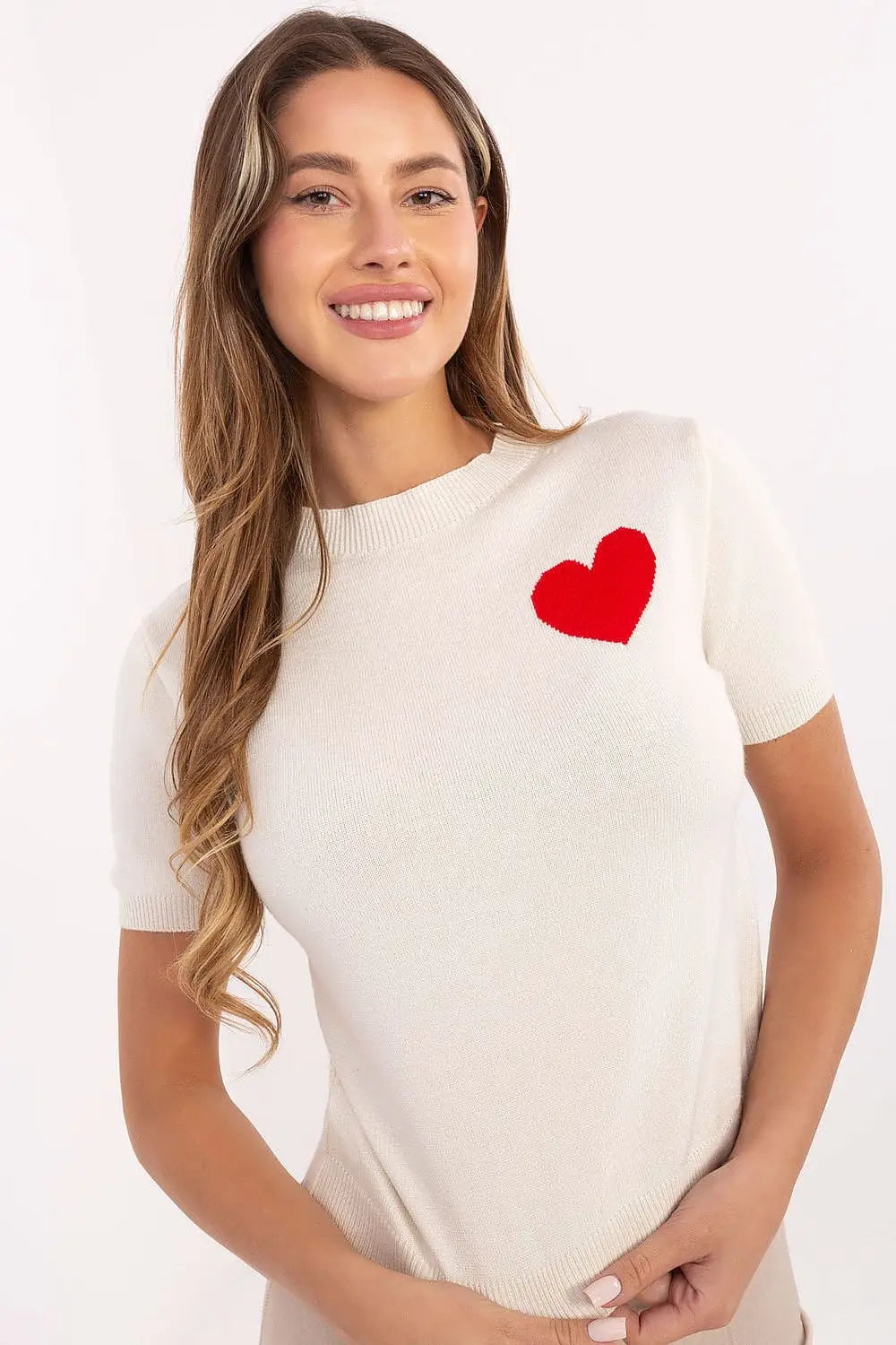 Maglione a manica corta con cuore - 219972