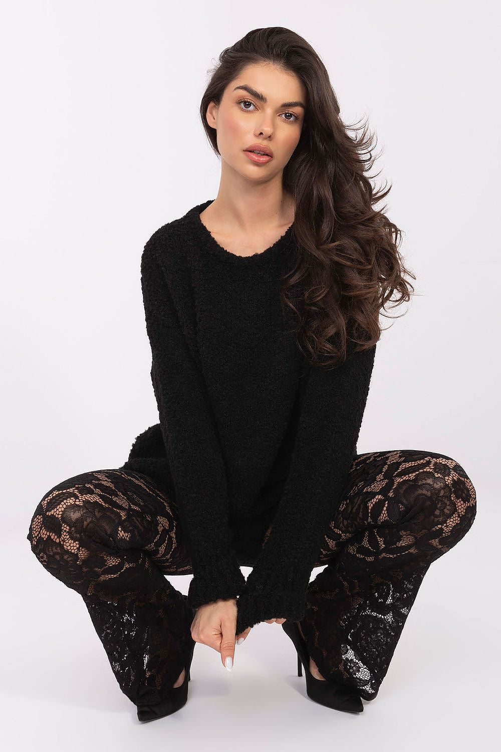 Nero / Universale Maglione in misto lana da donna - 223174