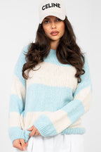 Azzurro / Universale Maglione oversize da donna a righe