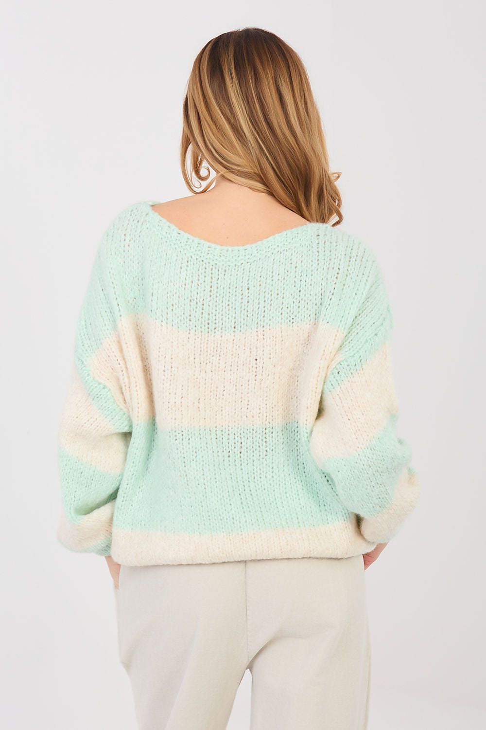 Maglione oversize da donna a righe - 224389