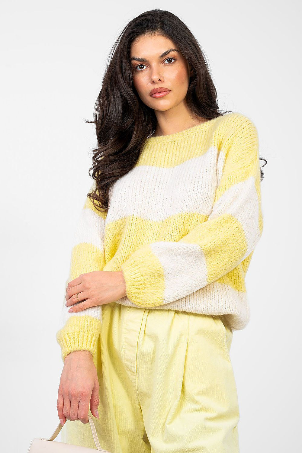 Giallo / Universale Maglione oversize da donna a righe