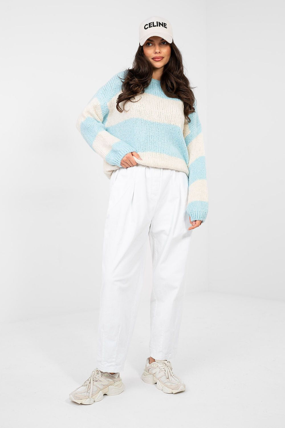 Maglione oversize da donna a righe - 224389