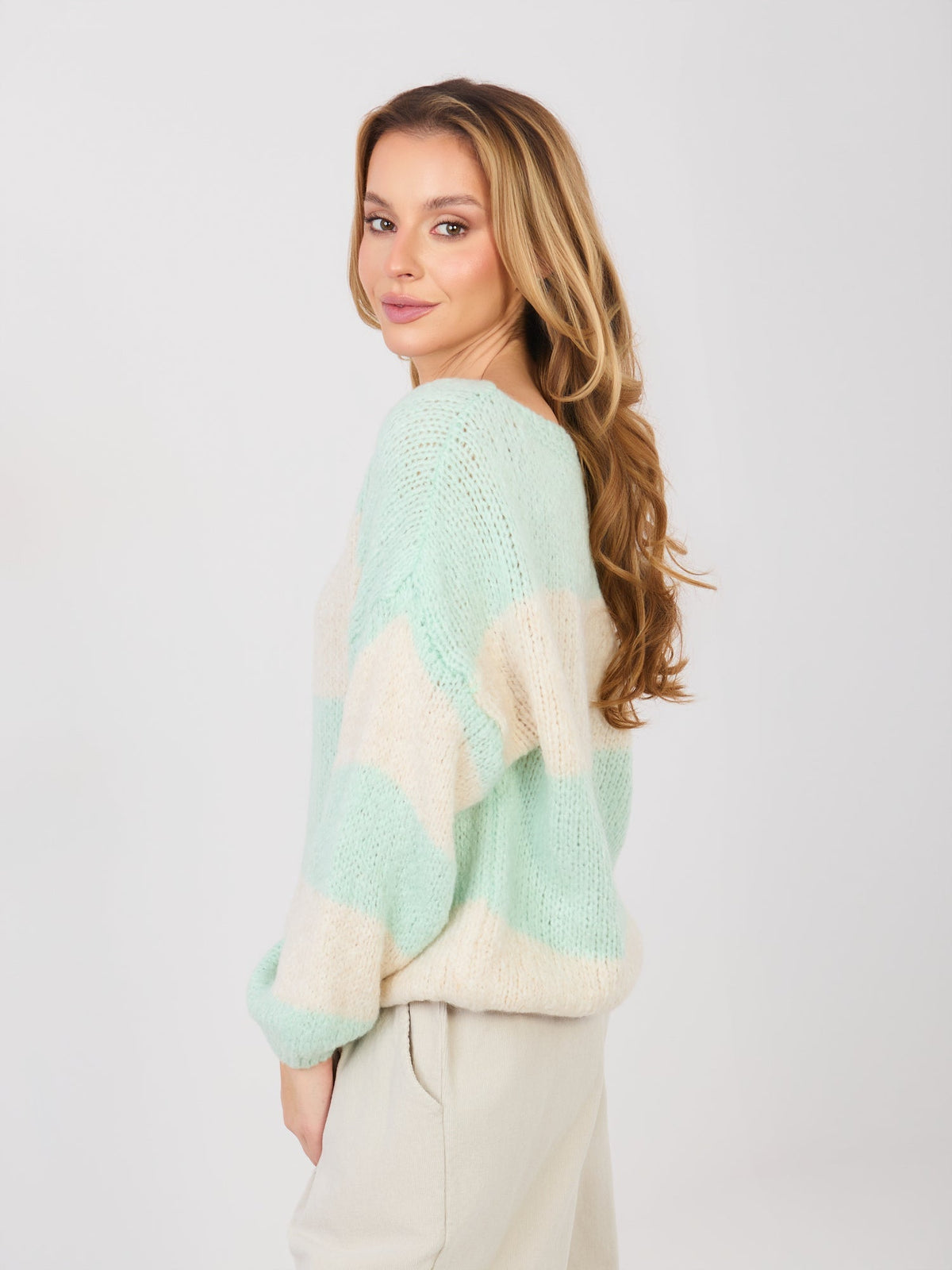 Maglione Oversize a Righe in Misto Lana (Brooklyn)