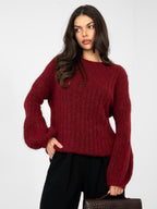 Bordeaux / ONE SIZE Maglione soffice da donna con maniche