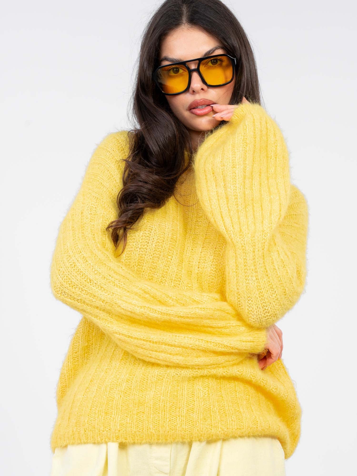 Giallo / ONE SIZE Maglione soffice da donna con maniche