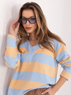 Felpa Light con Scollo a V e Motivo Strisce – Comfort Chic