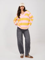 Felpa Light con Scollo a V e Motivo Strisce – Comfort Chic