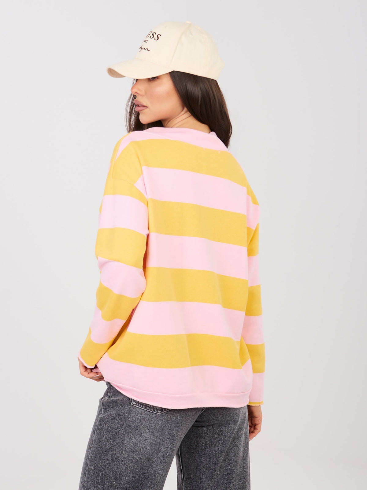 Felpa Light con Scollo a V e Motivo Strisce – Comfort Chic