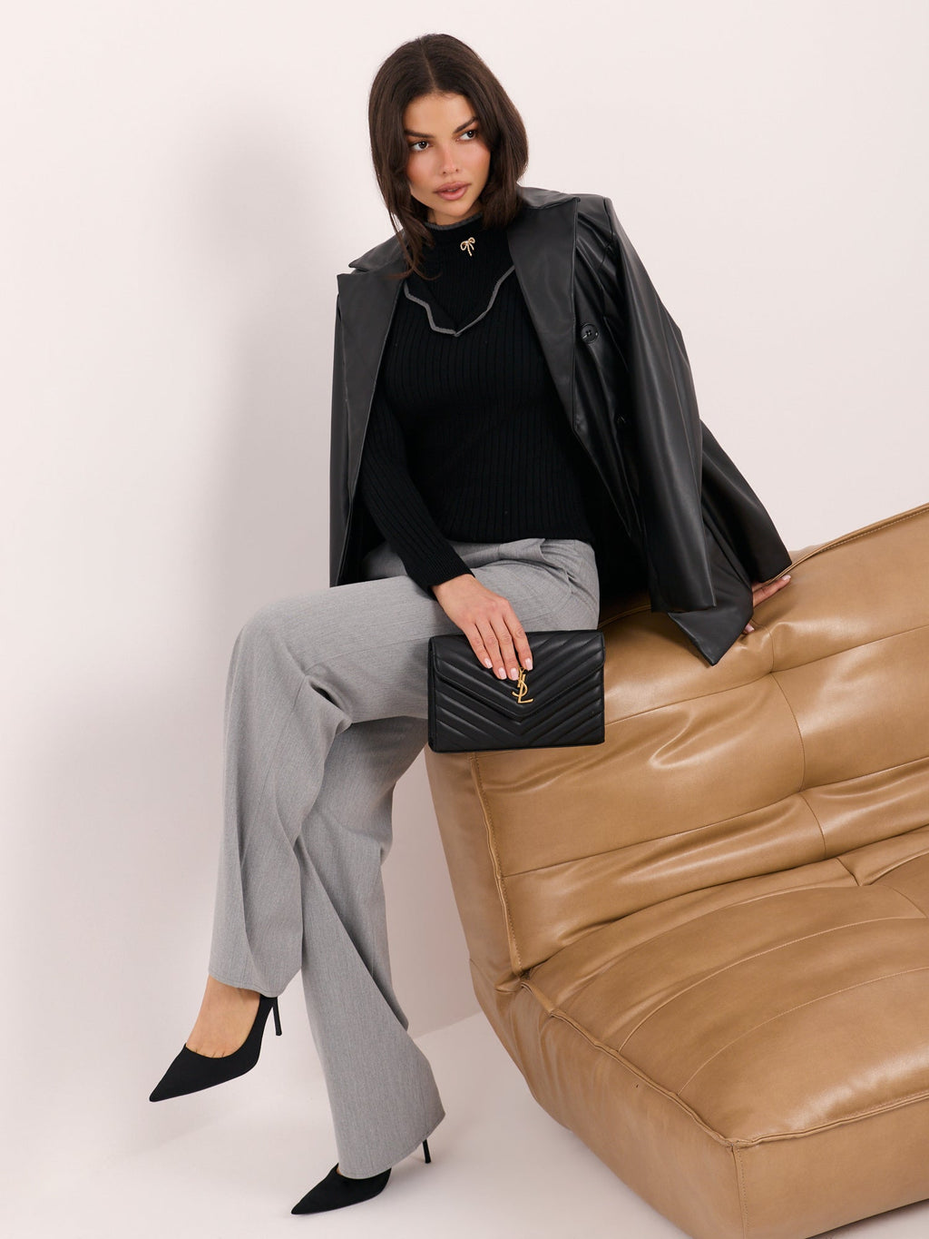 Martine - Maglione Elegante Aderente a Costine con Mezza