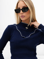 Blu navy / S/M Martine - Maglione Elegante Aderente